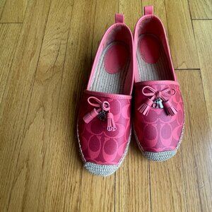 Coach Carson Sig PVC Espadrilles / Bright Coral / Womens: Size 8